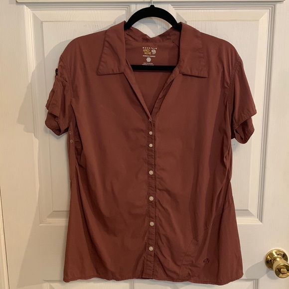 Mountain Hardwear Tops - Mountain Hard Wear Women’s Short Sleeve Button Down Shirt Plum Color SZ 14